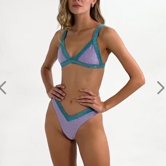 NWT OneOne Swimwear Bikini SET Jena Sims Collab Turks Purple Blue Shimmer New - Picture 4 of 10